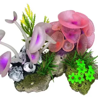 Coral stone w. plants 14x10x10cm