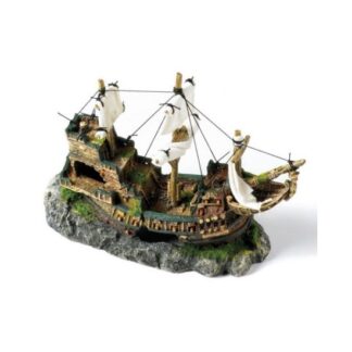 Classic skibsvrag med sejl af stof 32cm