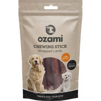 OZAMI CHEWING STICK WRAPPED LAMB 10-12CMX1CM 100G - HUNDE SNACKS