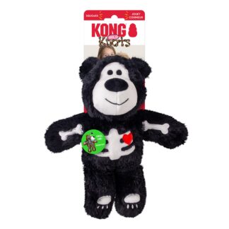KONG Halloween WildKnots Skeleton Bear M hundebamse med sort skeletdesign og piv