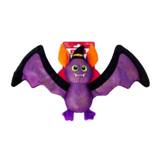 KONG Halloween Shakers Shimmy Bat hundelegetøj med lilla flagermus og knitrende vinger